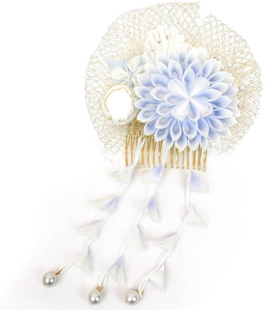 Hair ornament, Tsumami-zaiku (traditional Japanese fabric flower making), for furisode (long-sleeved kimono), Coming-of-Age Ceremony, Graduation