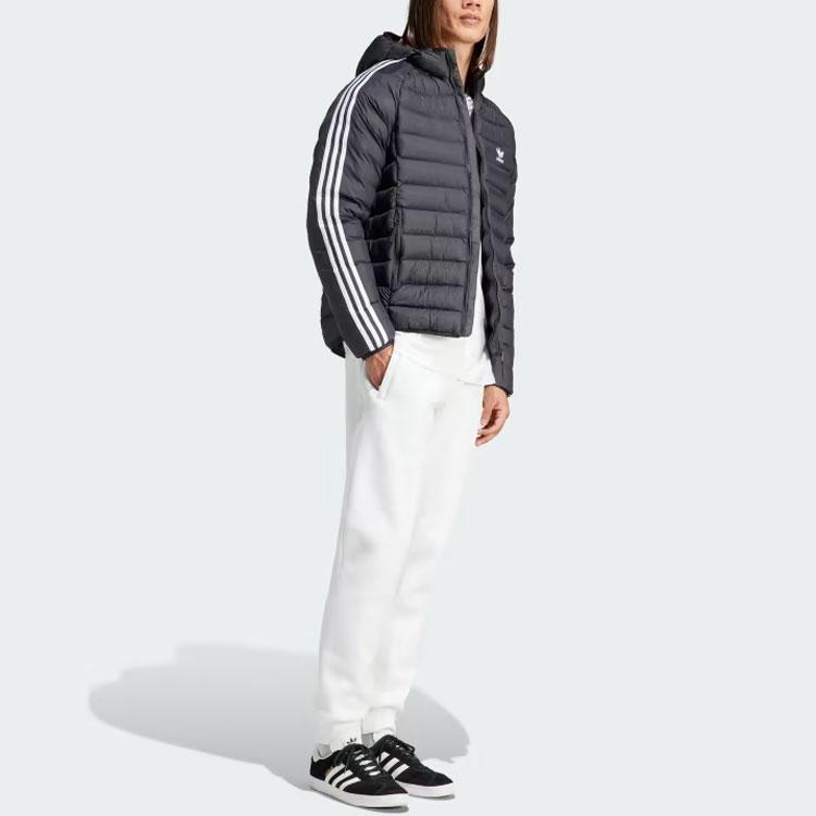 Adidas Originals Padded Hooded Puffer Jacket With Three-Stripe Design Men Outerwear Black IL2563