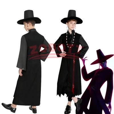 Anime Demon Hunter Saja Boy Jinu Cosplay Kostümü Kpop Grup Şarkı Söyleme Kore Tarzı Erkek Takım Elbise Şapka Siyah Y2K Gotik Cadılar Bayramı Kpop Cos