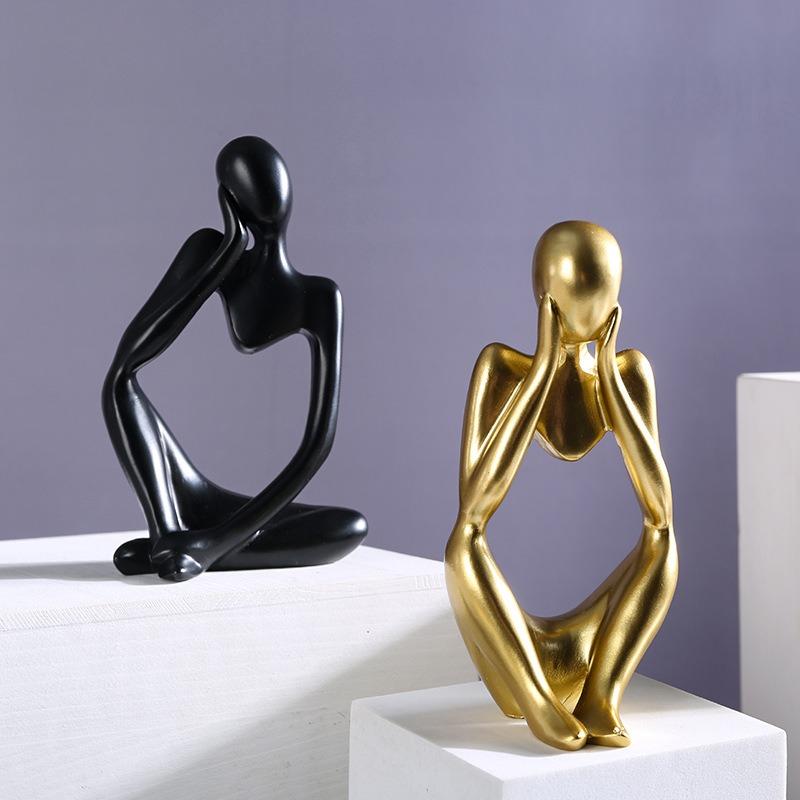 1pc Thoughtful Character Statue Ornament Decorative Figurine Office Desk Decoration Art Sculpture Gifts Home Decor Accessories