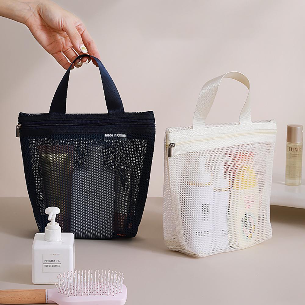 Mesh Cosmetic Pouch Makeup Handbags Portable Travel Washing Body Shower Tools Organizer Hanging Toiletry Storage Bags