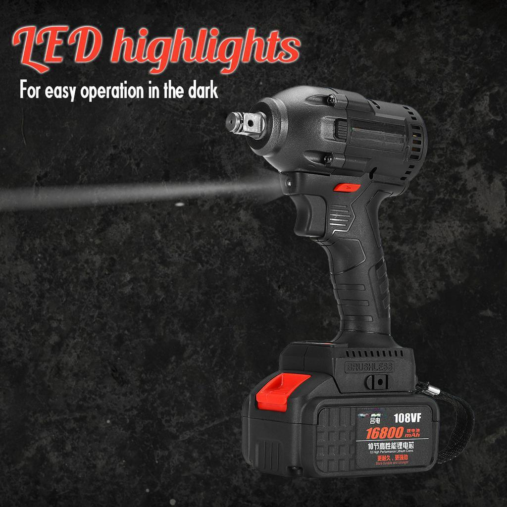 Electric Impact Wrench 21V Infinitely Cordless Speed Brushless Impact Electric Wrench Rechargeable Lithium Battery