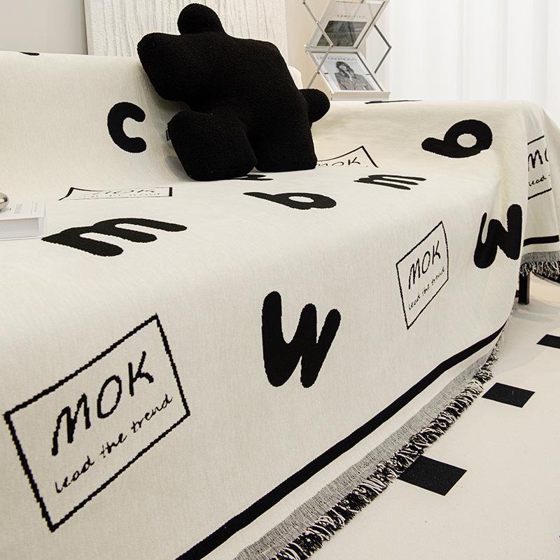 Zagęszczony narzuta na sofę tkanina na cały koc cztery pory roku uniwersalny odporny na zarysowania amerykański ręcznik z literami na sofie