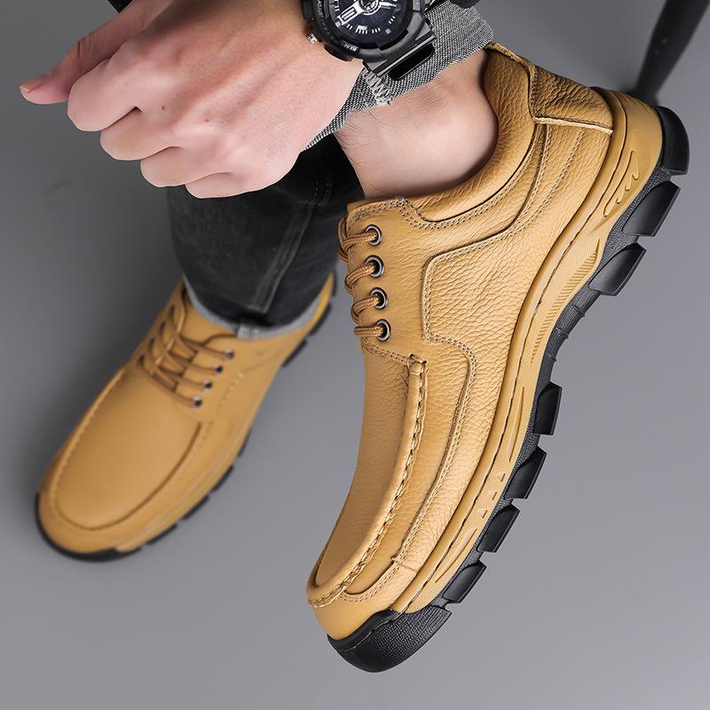 Fashion Men's Casual Cow Leather Outdoor Hiking Shoes Spring Autumn New Designer Platform Shoes Male Lace Fashion Loafers for Men
