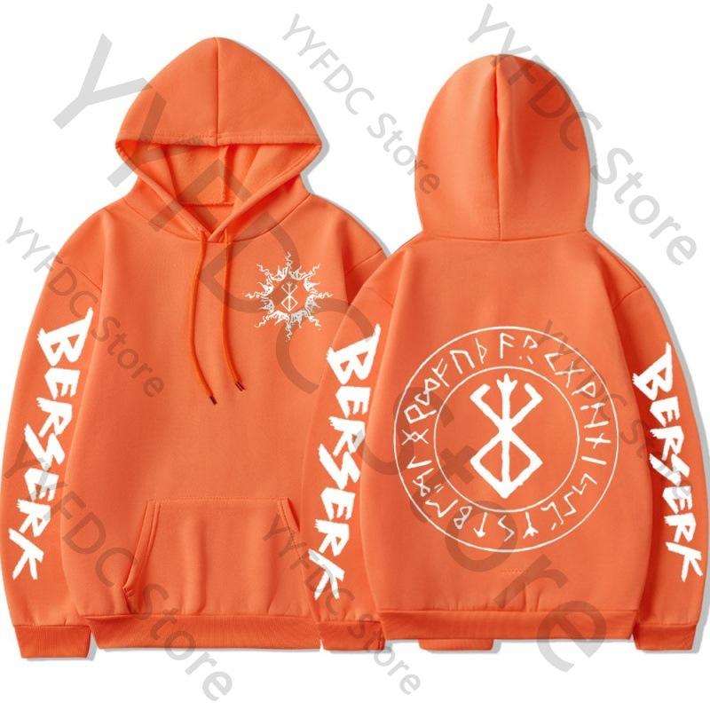 Berserk Hoodie – Unisex Black Double Sided Fleece Sweatshirt, Brand of Sacrifice Rune Circle & Sleeve Print, Dark Streetwear
