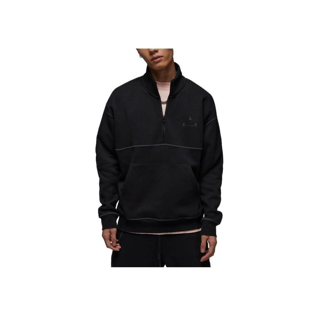 Jordan 23 Engineered Letter Print Half-Zip Fleece Collar Casual Sports Jacket Men Jackets Black DV7680-010