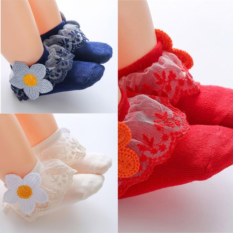 Lace Socks for Baby Toddler Girls Princess Short Socks Embroidery Lace Socks 0-3Year Girl Photo Props Summer Thin Socks