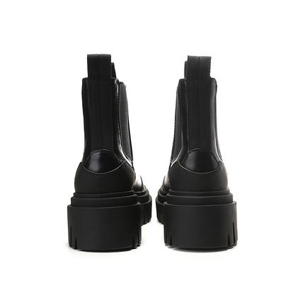2024 New Soft Boots British Style Women's Boots Round Toe Ankle Boots Winter Elastic Black Boots Comfortable Boots