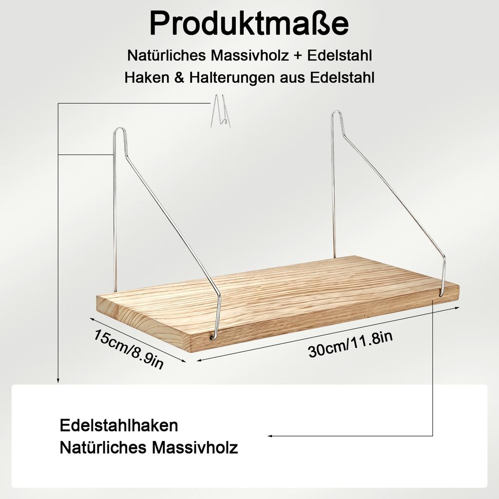 2 Pack Natural Wood Hanging Wall Shelves Easy To Install Perfect For Bedroom Bathroom Living Room Storage Display