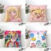 Comic Anime M-Mermaid Melody Pichi Pitch 5 Pillow Case Cotton Linen Fabric Square Zipper Pillowcase Home Decorative Living Room