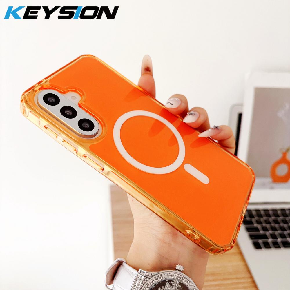 KEYSION Luxury Magnetic Case for Samsung A57 5G A37 5G Soft TPU+PC Shockproof Phone Back Cover for Galaxy A56 5G A36 5G