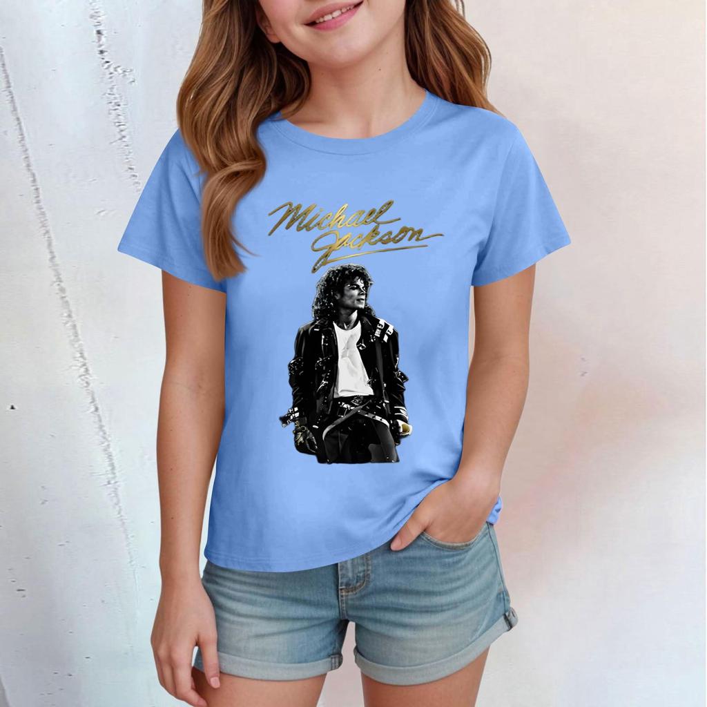 Kids Print Round Neck Short Sleeve Casual T-shirt