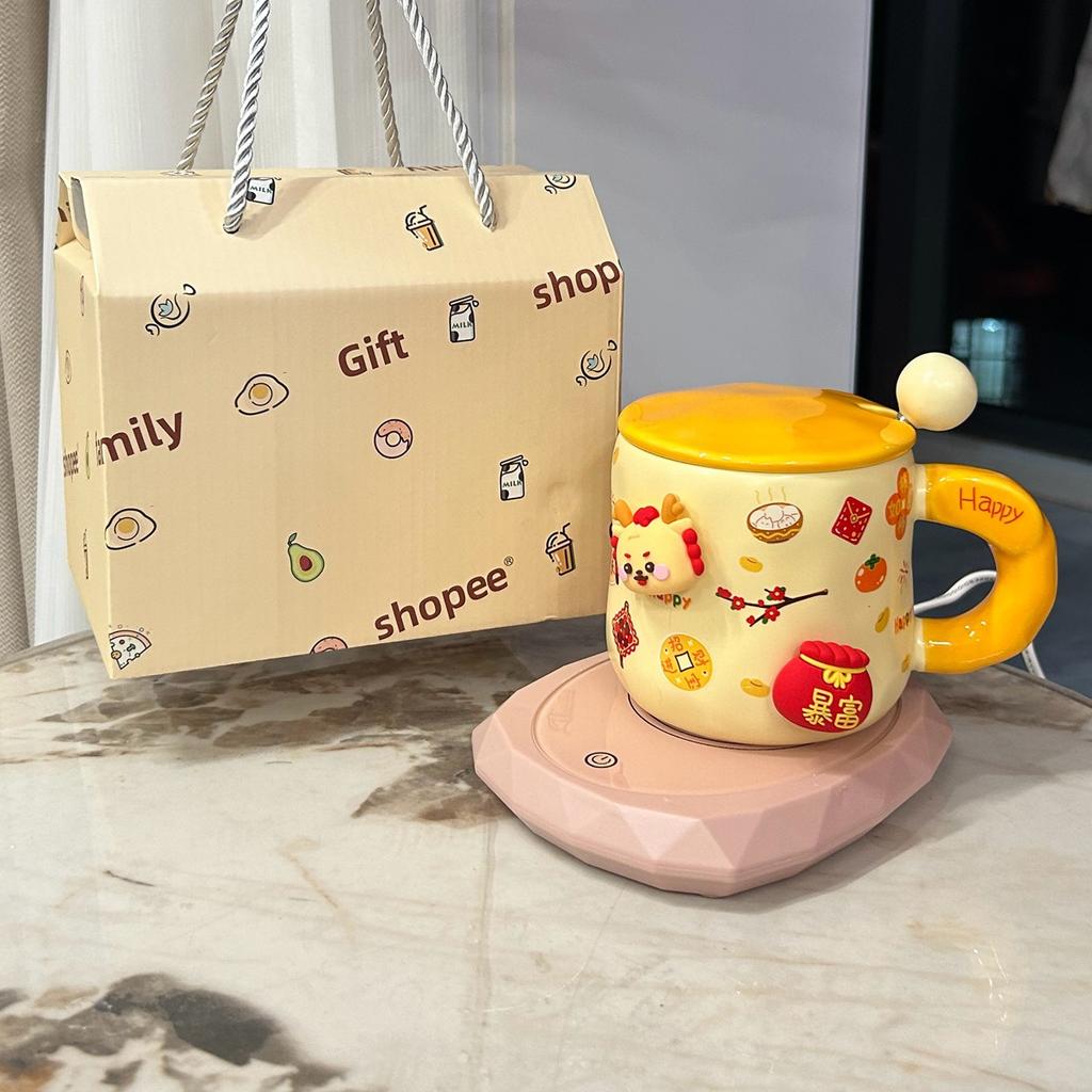New Year's Day Gift for Girls Year of The Dragon Cup Small Gift for Best Friends Girlfriend Practical Water Cup Creative Gift Box Mug