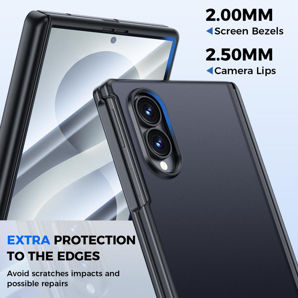 Foldable Phone Case with Hinge Protection and 9H Tempered Glass for Samsung Galaxy Z Fold 8-Black