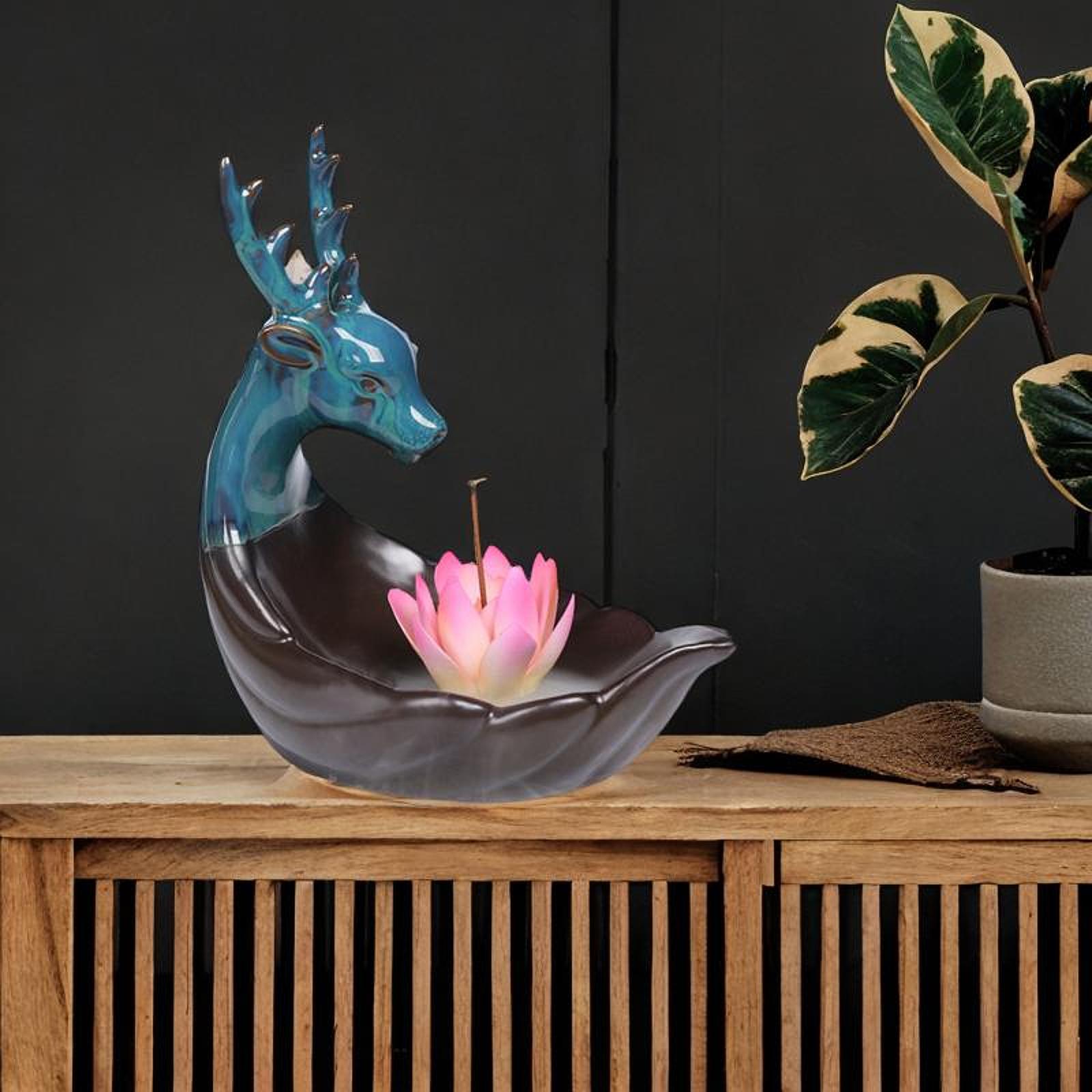 

Backflow Incense Burner Waterfall Lotus S Incense Holder Elk Meditation Deer рожевий