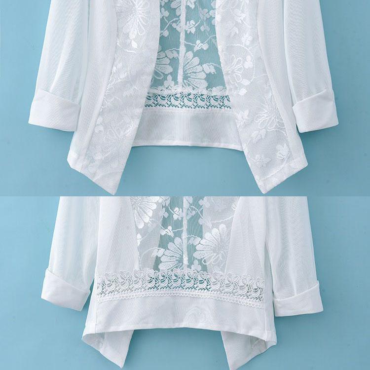 Sunscreen Clothing Women's Shawl Mesh White Suit Jacket Summer Camisole Short Jacket Lace Solid Casual Coat