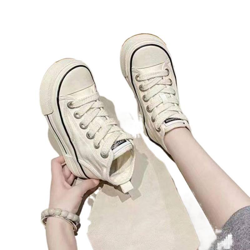 Shoes Women's 2025 Spring and Autumn Thin High-top Little White Shoes Platform Canvas Shoes Women's Ins Niche Versatile Casual