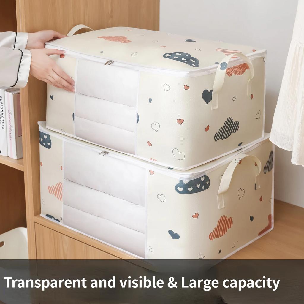 50/75L Visual Quilt Bedding Storage Closet Organizer Wardrobe Quilt Clothes Storage Bag Organizer Blanket Sorting Bags Dust-proof