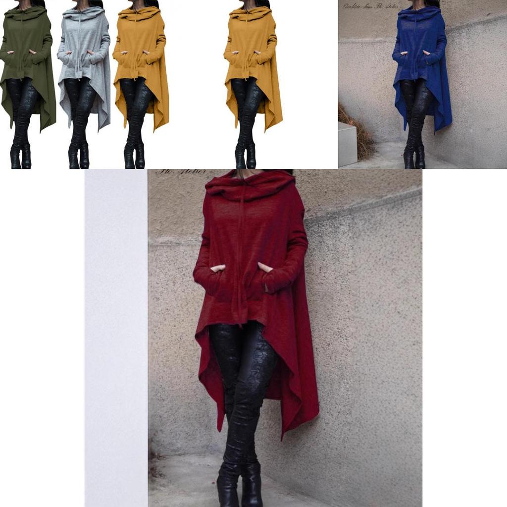 Plain Long Sleeve Hoodie Sweatshirt With Midlength Design For Women Winter