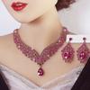 Fashion Crystal Necklace Earrings Jewelry Suit Alloy Rhinestone-Encrusted Jewelry Ornament Accessories Ball Performance Super Flash