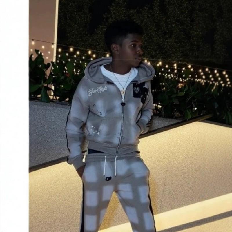 Unisex Oversized Drop-Shoulder Hoodie Jogger Set 3D Digital Print Casual Sportswear