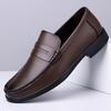 Fashion Brand Comfortable Round Toe Business Casual Leather Shoes Summer New Men Top Layer Cowhide Hollow Breathable Bean Shoes