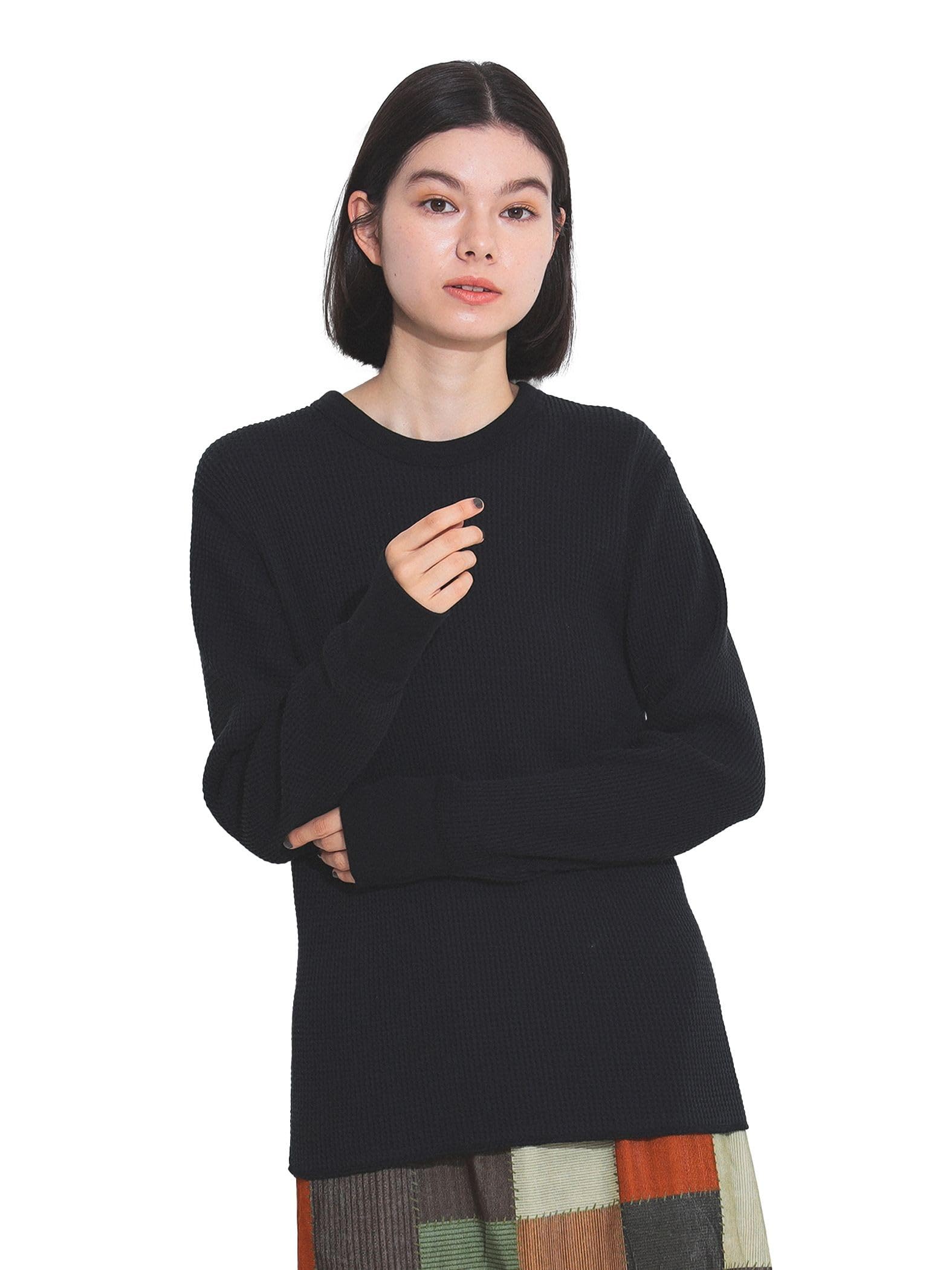 

Beams Boy Women s L/S Tee Cotton Thermal Crew Neck Long Sleeve T-Shirt, Black, One Size, 13140091654