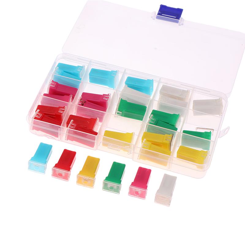 30Pieces/Box Auto Fuses Pal Square Long Foot Plug-In Fuses 20A-60A Square Car Fuse Box Waterproof Sockets