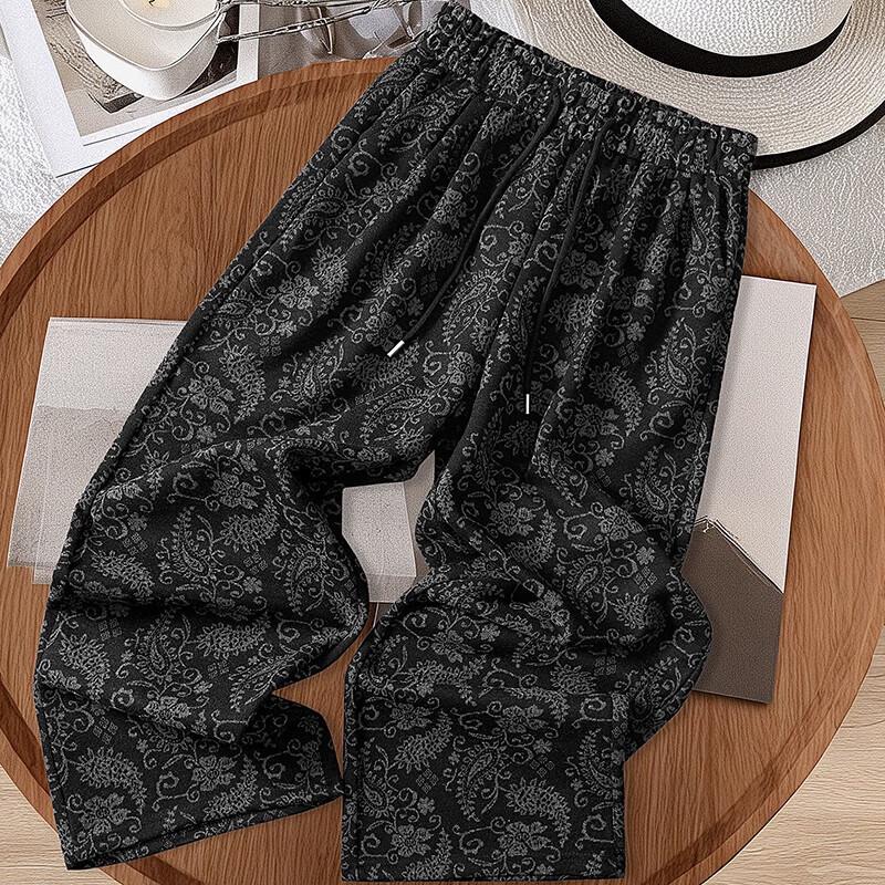 

Women s Retro Paisley Print Elastic Waist Casual Pants M
