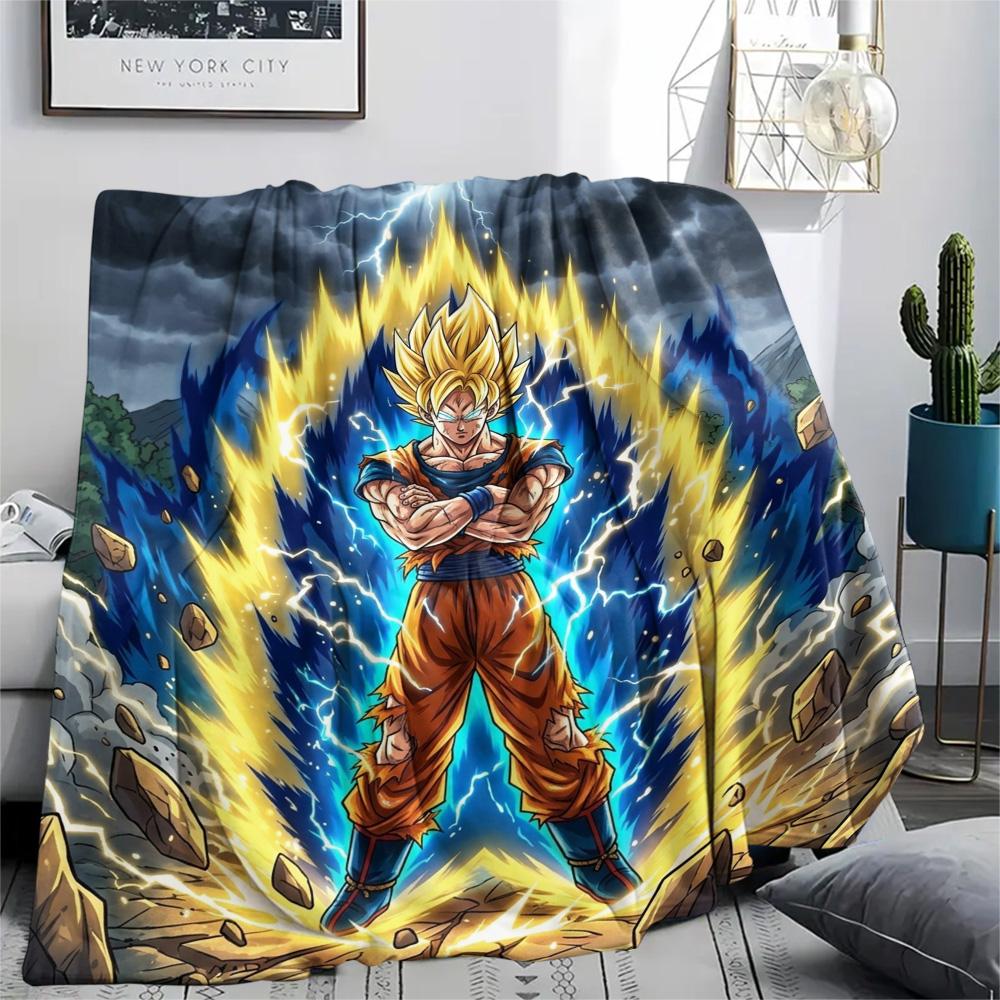 Dragon Ball Goku Flannel Blanket Print Cozy Warm for Beds Chairs Sofas Bedroom Picnic Outdoor Trip.-TING