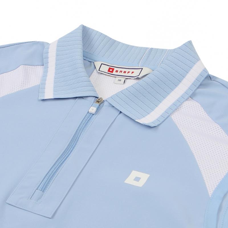 ONOFF Women S FuncTional SleeveleSS T ShirT wiTh Wide Collar Of9804la Blue