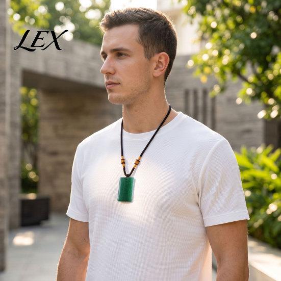 Fake Gemstone Jewelry Natural Crystal Pendant Necklace, Healing Energy Stone Necklace with Adjustable Braided Lanyard Rope, Polished for Men