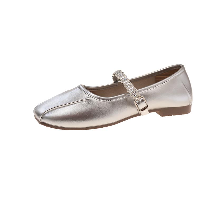 Fashion LazySeal 1.5cm Low Heels Women Loafers Bling Crystal Square Toe Flats Woman Casual Shoes Gold Loafers Comfortable Footwear