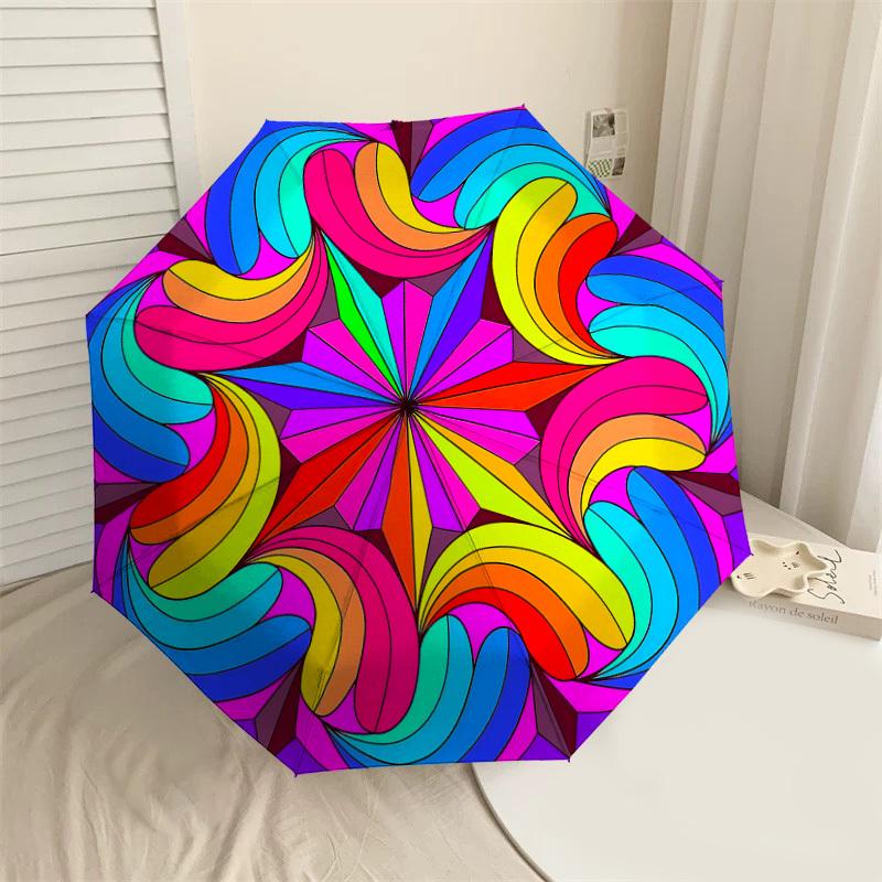 

1pc Psychedelic Pattern Automatic Open/Close Umbrella with Windproof, 8-Rib Sturdy Canopy, Durable Ribs, Fashionable Design1211A