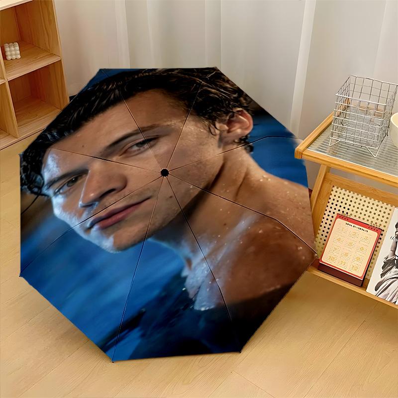 Harry Styles Print 8?Ribs Automatic Umbrella Wind Resistant Lightweight Folding Umbrella For Outdoor Travel