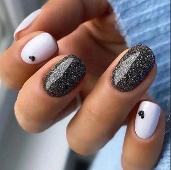 Nail Art Simple Fashion Valentine'S Day Collection Love French Glitter Medium And Long Wear Nail