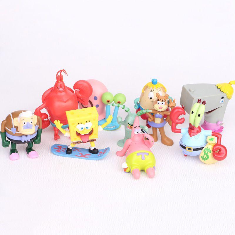 Bunte Spongebob Schwammkopf Patrick Sandy Gary 12 Stück Actionfigur Kuchenaufsatz Spielzeug für Feiern