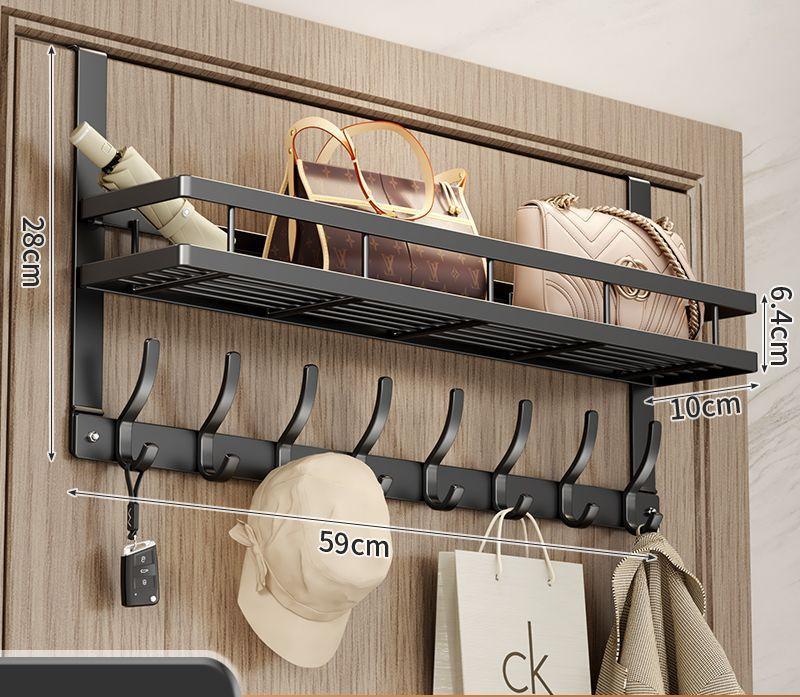 Metal Door Behind Hook 5 Hooks Clothes Storage Bedroom Clothes Hanging Rack with Storage Holder Storage Hooks