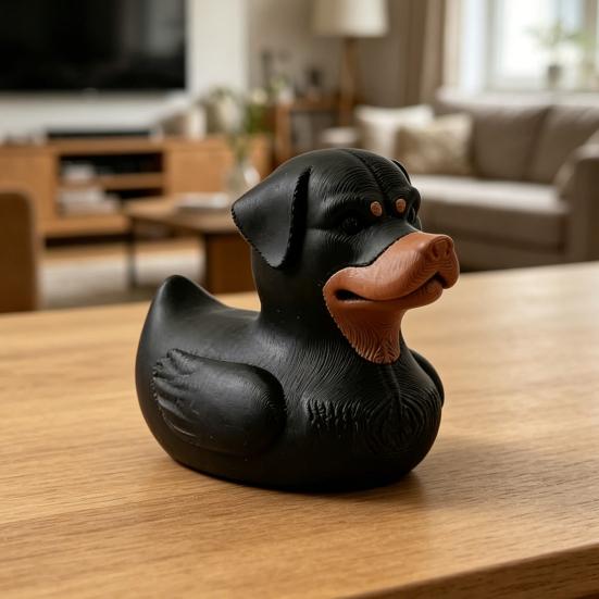 Yousheng 3D Printed Rottweiler Dog Duck Figurine, Funny Dog Duck Ornament, Desktop Entry Car Ornament Creative