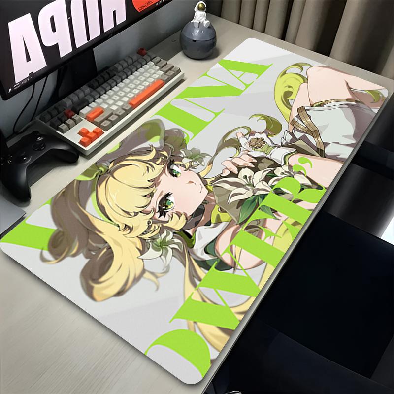 Sexy Girl Anime Mouse Pad Laptop Kawaii Gaming Mousepad XXL Galbrena Wuthering Waves Keyboard Rug Office PC Gamer White Desk Mat