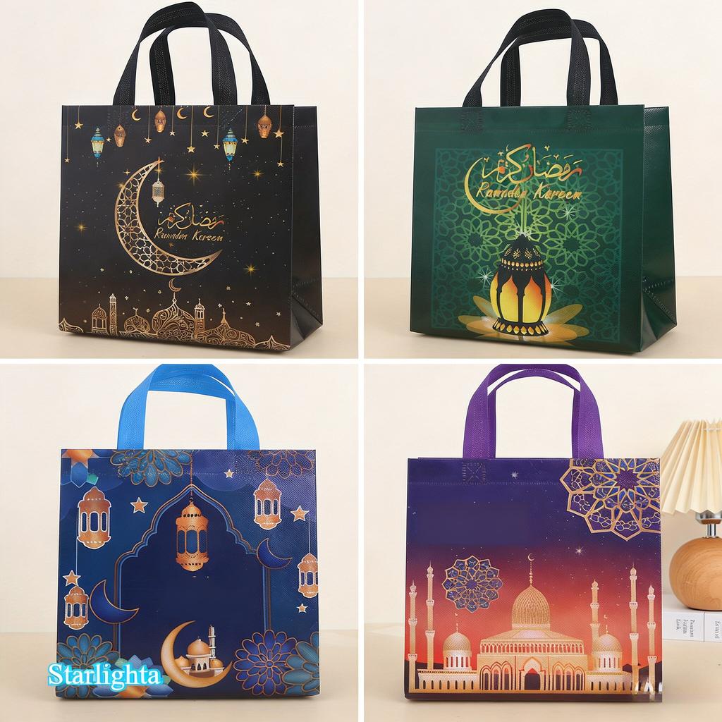 5/6pcs Eid Al Fitr Gift Bags, Moon Castle Lantern Gift Bags, Ramadan Decoration for Home, Ramadan Mubarak Eid Al-Fitr Gifts