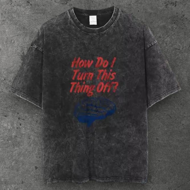 Mens Brain Graphic Oversized Cotton T Shirt Washed Black Grunge Aesthetic S-3XL S разноцветный
