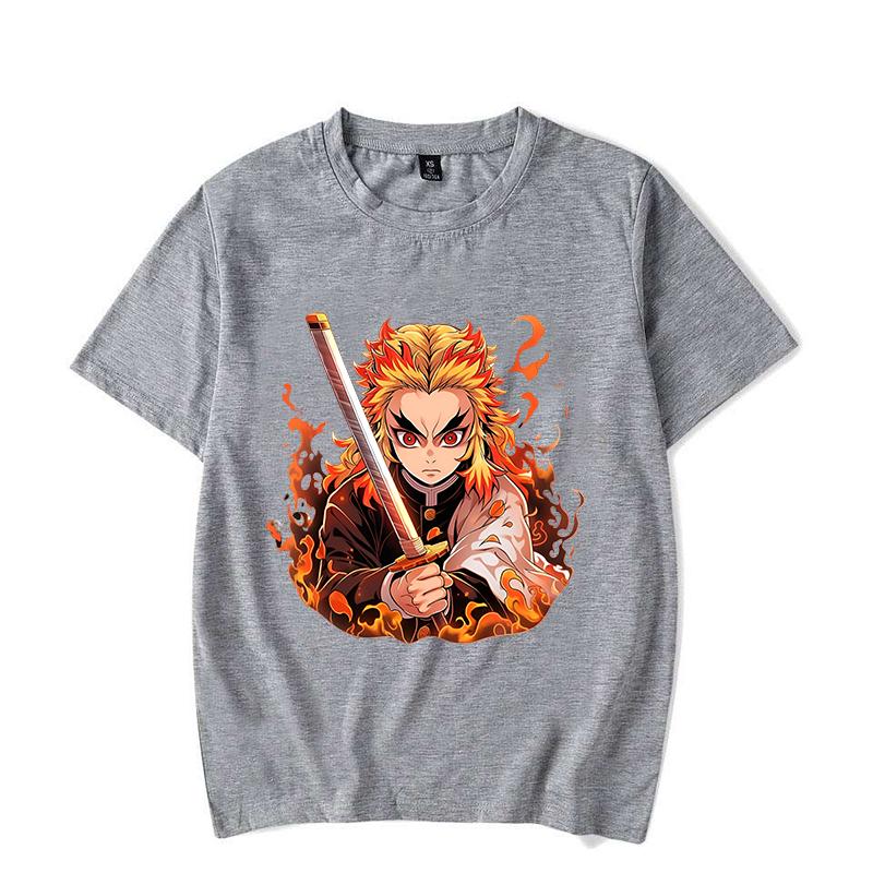 Hot Anime Rengoku Kyoujurou Print Short Sleeve T Shirts Men Women Shirts Summer Short Sleeved Loose Y2k Tops Size XXS-4XL