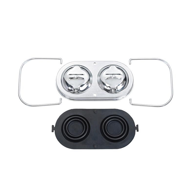 Chrome Brake Master Cylinder Cover Kit with Gaskets and Bails Replacement for Chevrolet Corvette 1967-1982, Polished Finish Reservoir Cap Accessory