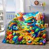 Dinosaur Volcano Adventure Blanket Reversible Flannel Throw for Kids Room AllSeason Comfort Prehistoric Themed Gift