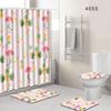 Flamingo Bathroom Shower Curtain Floor Mat Toilet Cover Foot Mat Four-Piece Pattern Size