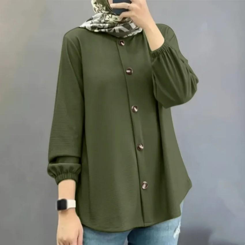 

Женская блузка с эластичными манжетами 2023 - Мусульманская одежда XL армия зеленый
