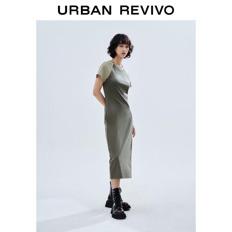 

UR Women s 2024 Autumn Letter Print Slit Short-Sleeve Midi Dress L