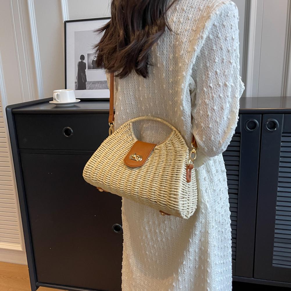 Women Crossbody Bags Summer Woven Shell Female Holiday Tote Bag Handmade Fashion Casual Simple Elegant Lady Straw Bag