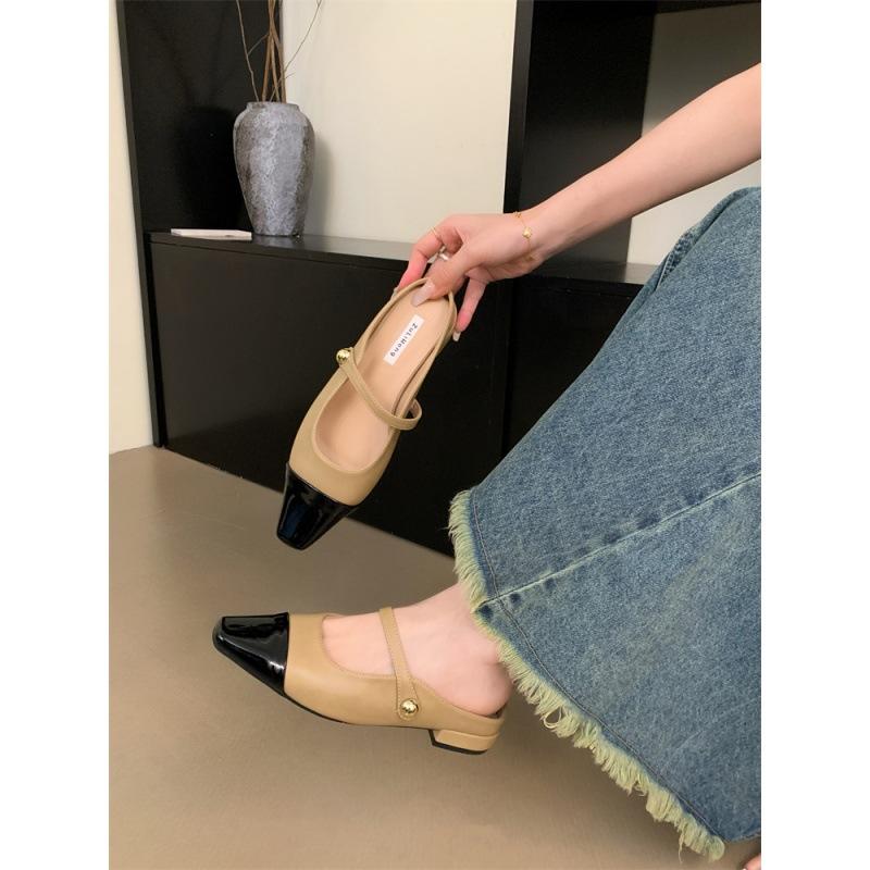 Fashion Cover Toe Shoes Low Square Heel Ladies' Slippers Luxury Slides Slipers Women Block Designer 2025 Soft Rome Fabric PU Hoof Heels